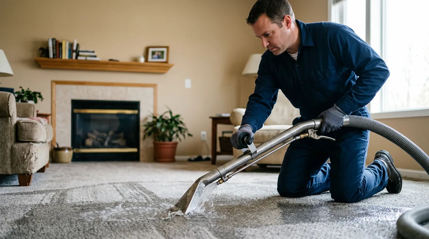 Water damage restoration technician working near Cadwell, GA